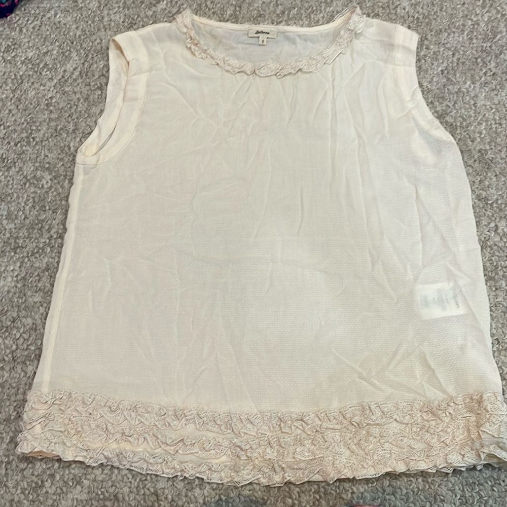 Belle rose cream tank with lace details